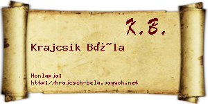 Krajcsik Béla névjegykártya